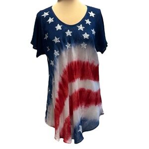 4th of July Patriotic Top Dress Swim Coverup tunic semi sheer stars stripes